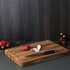 Professional Teak Carving & Cutting Board with Juice Groove, Charcuterie Board, 16x12 in