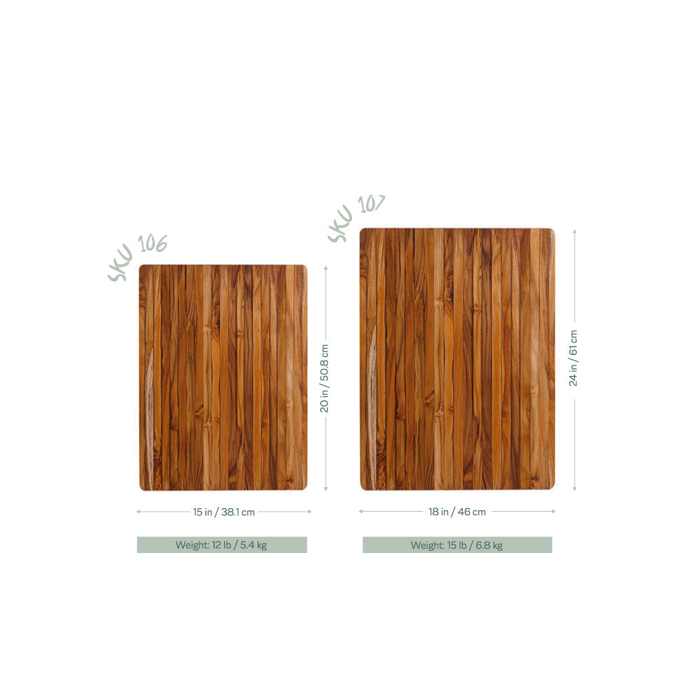 Traditional Teak Wood Cutting Board & Charcuterie Board, Extra Large 24x18 in
