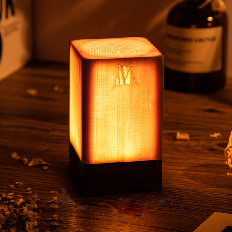 LumiÉclat Wood-Grain Table Lamp