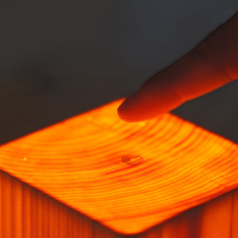 LumiÉclat Wood-Grain Table Lamp