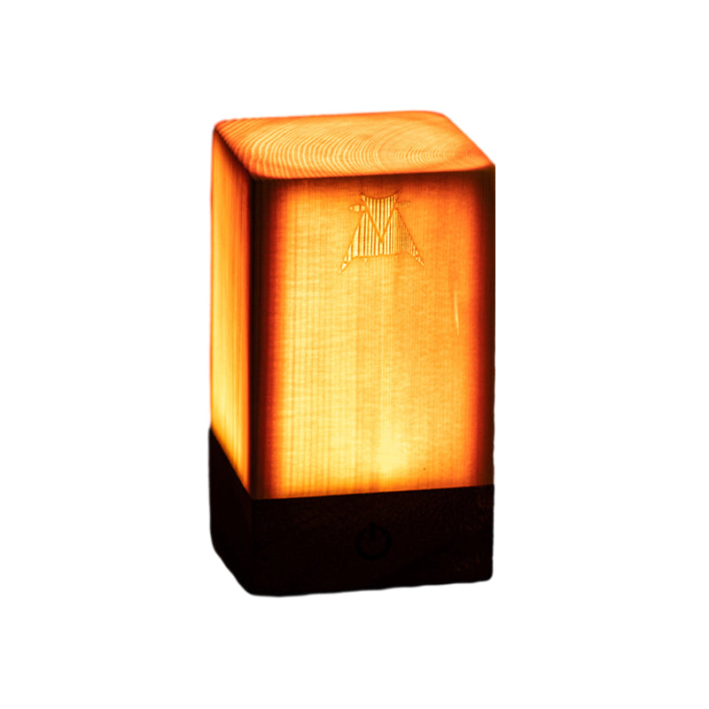 LumiÉclat Wood-Grain Table Lamp