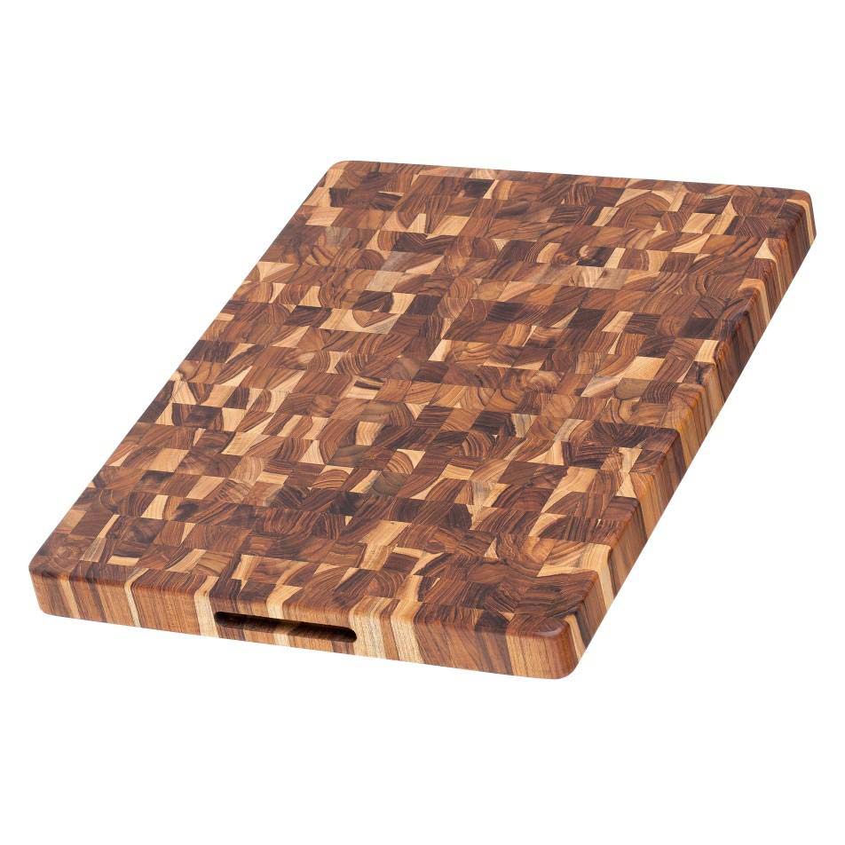 End Grain Teak Butcher Block Cutting Board & Charcuterie Board, Large 20x15 in