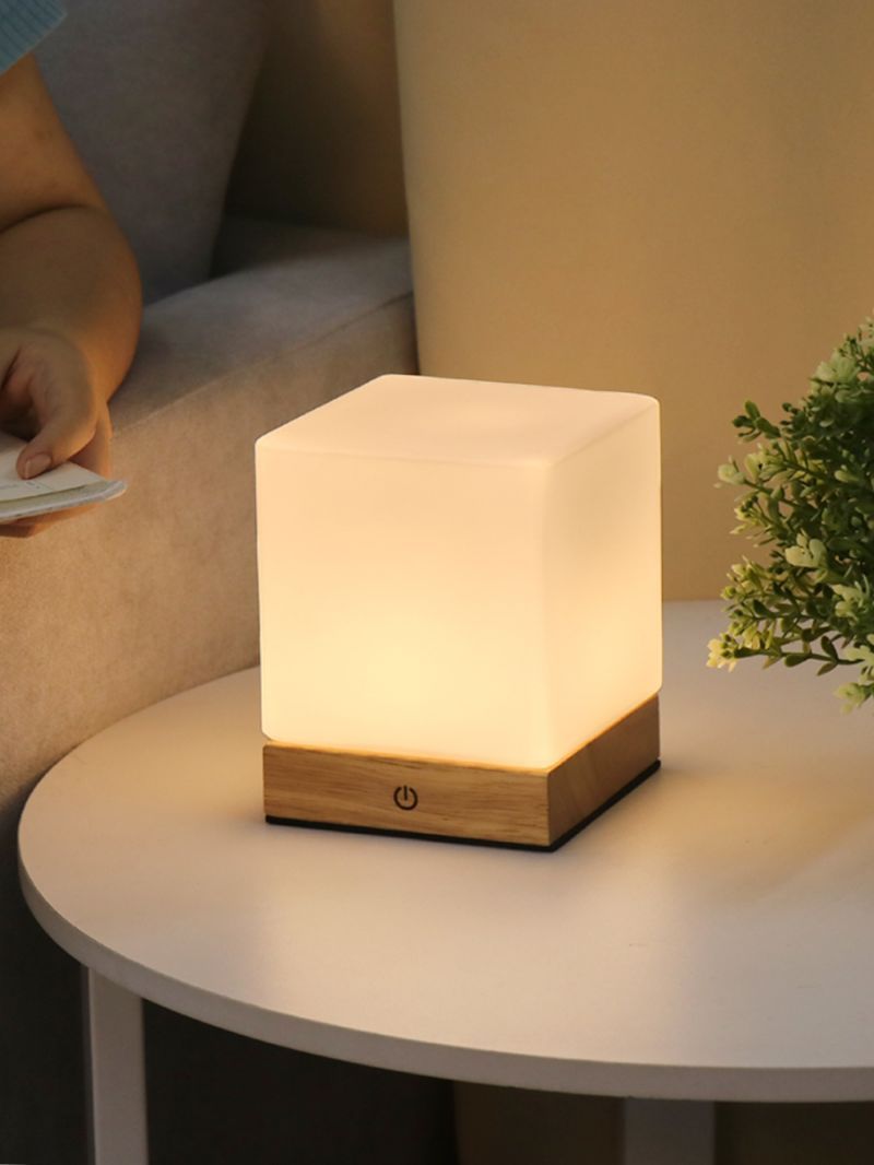 CubeLuxe Wood and Glass Cube Lamp - view 3