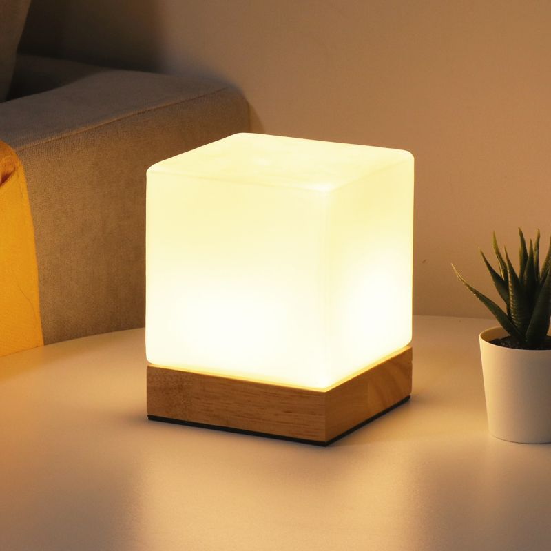 CubeLuxe Wood and Glass Cube Lamp - view 6