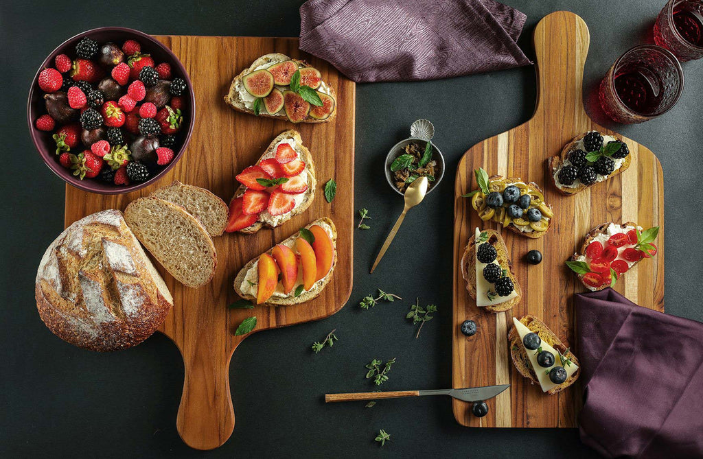 Marine Paddle Teak Charcuterie Board & Cutting Board with Handle, 20x10 in