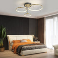 Gold Rings Ceiling Light with Leather Trim