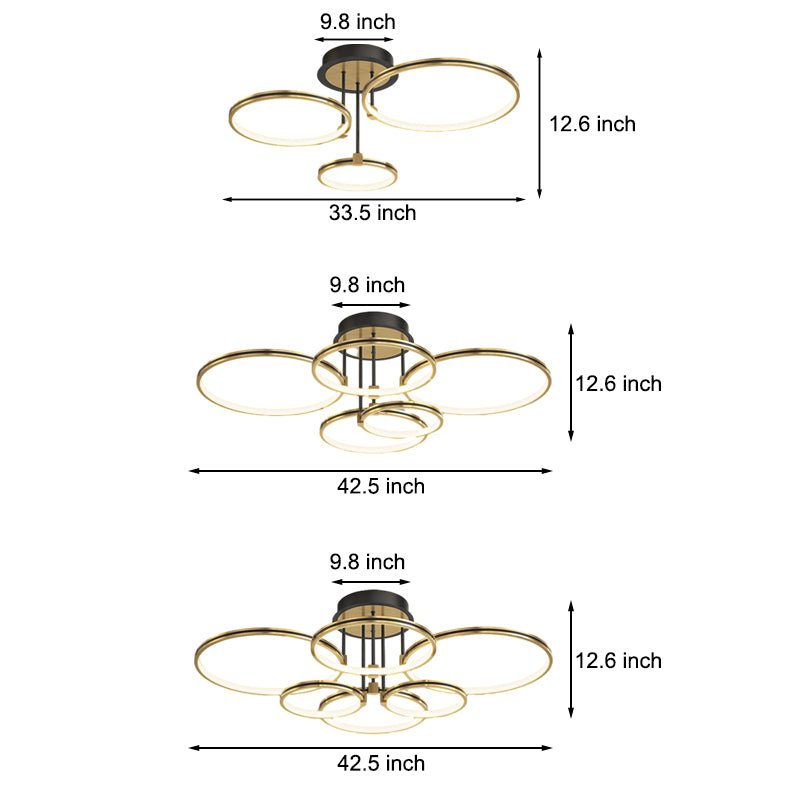 Saturn Gold Ring Semi-Flush Mount (34"–43")