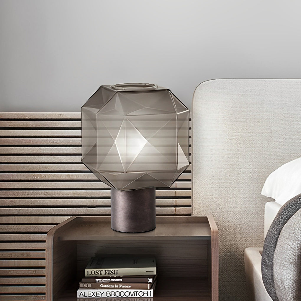 Cylinder Cubo Smoke Glass Table Lamp - view 2