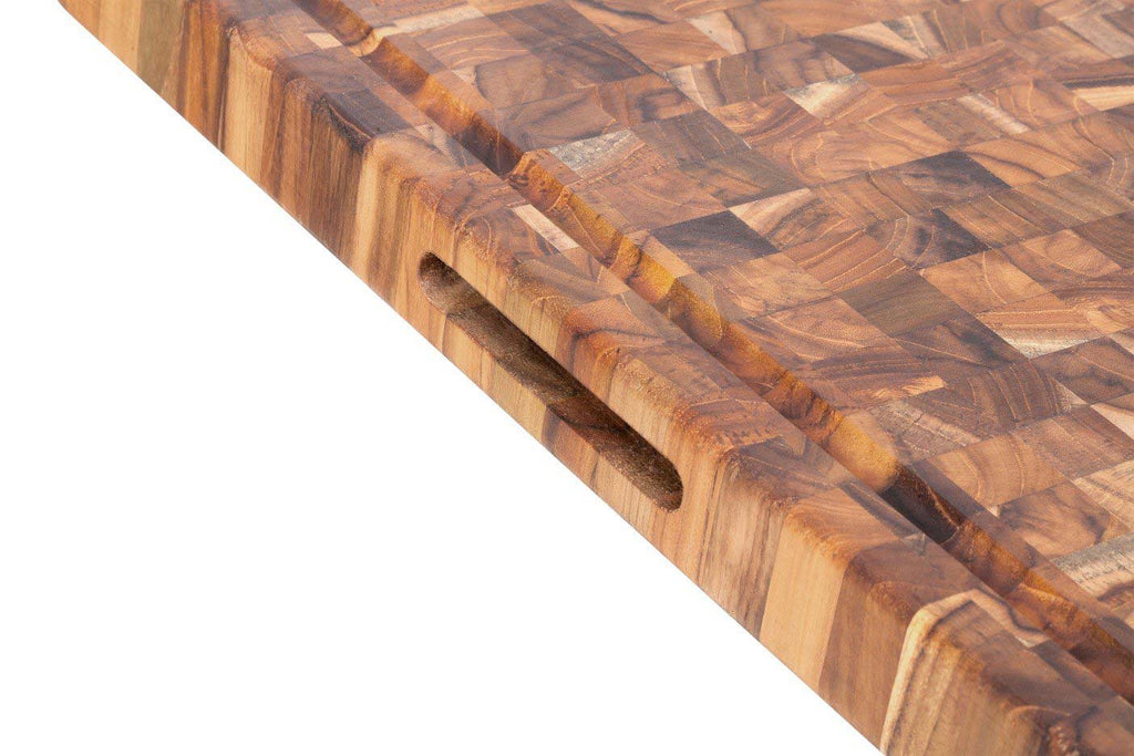 End Grain Teak Butcher Block Cutting Board & Charcuterie Board with Juice Groove, Extra Large 24x18 in