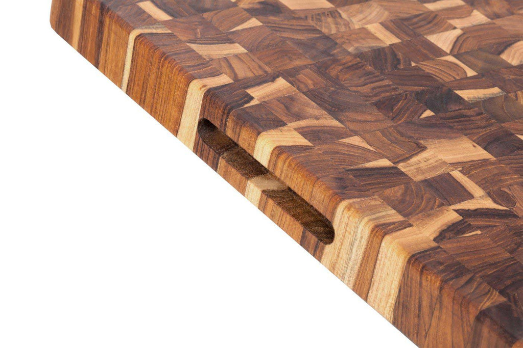 End Grain Teak Butcher Block Cutting Board & Charcuterie Board, Large 20x15 in