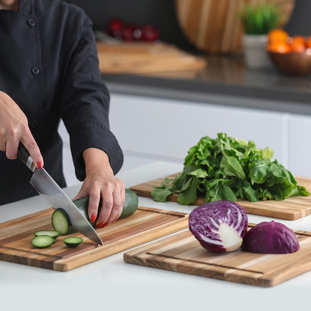 Essential Teak Wood Cutting Board & Charcuterie Board with Juice Groove, 16x11 in
