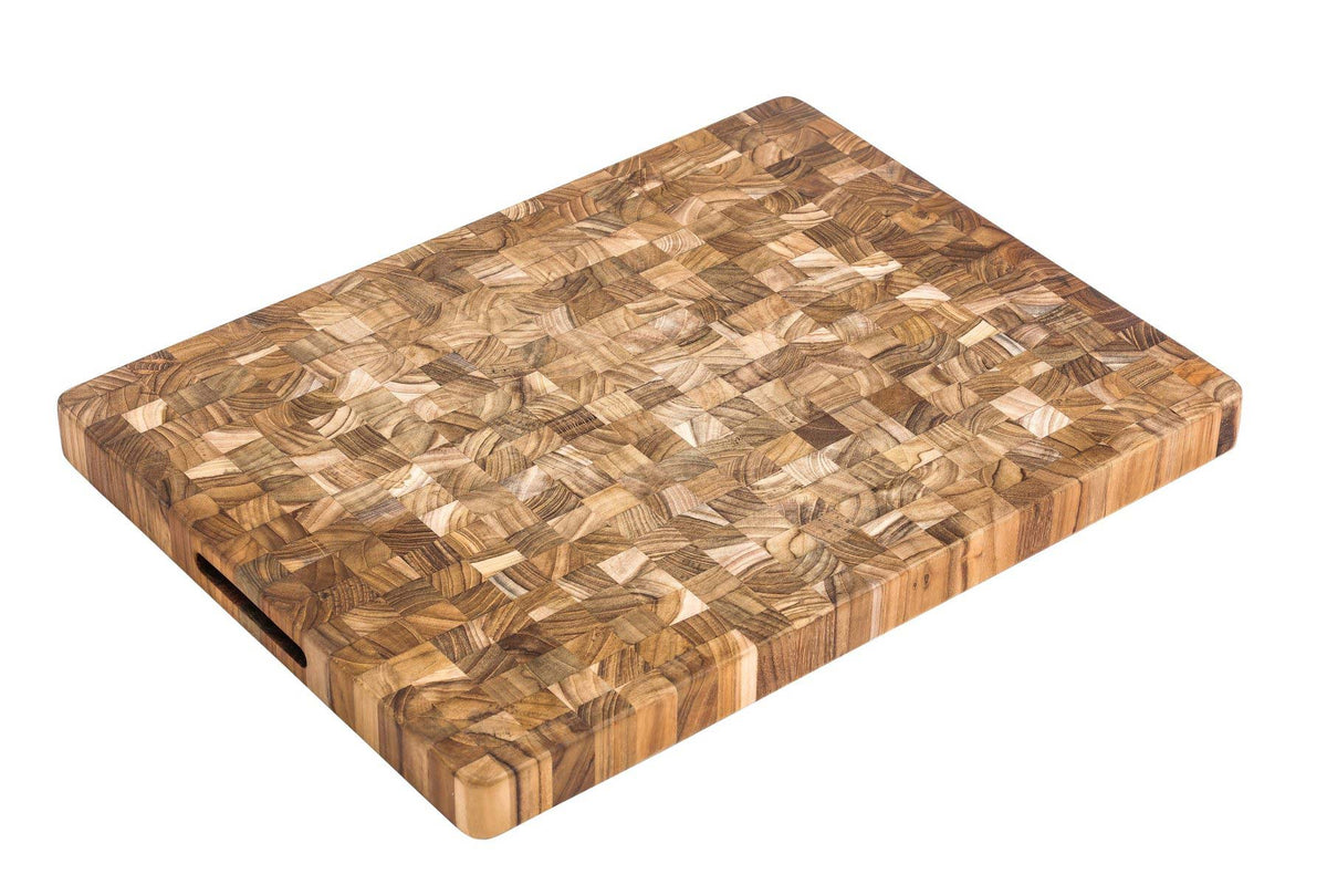 End Grain Teak Butcher Block Cutting Board & Charcuterie Board, Large 20x15 in