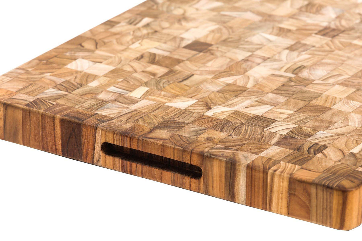 End Grain Teak Butcher Block Cutting Board & Charcuterie Board, Large 20x15 in