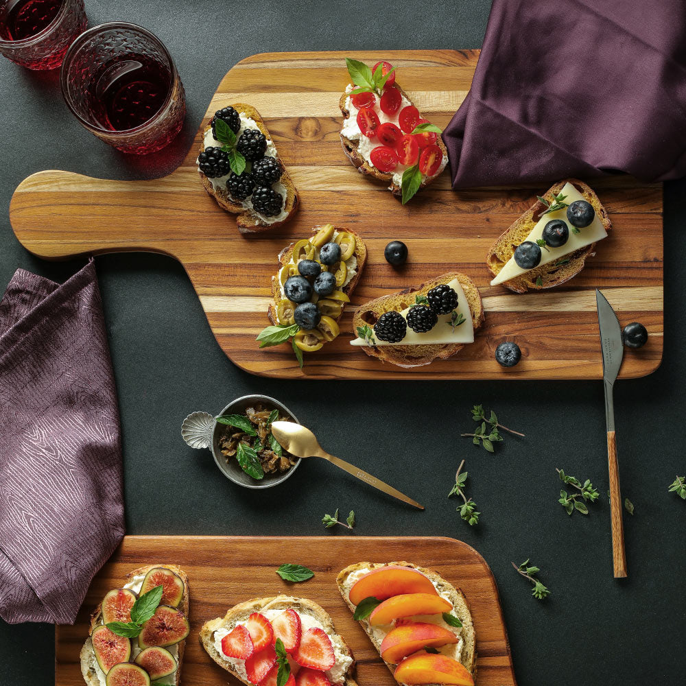 Marine Paddle Teak Charcuterie Board & Cutting Board with Handle, 20x10 in