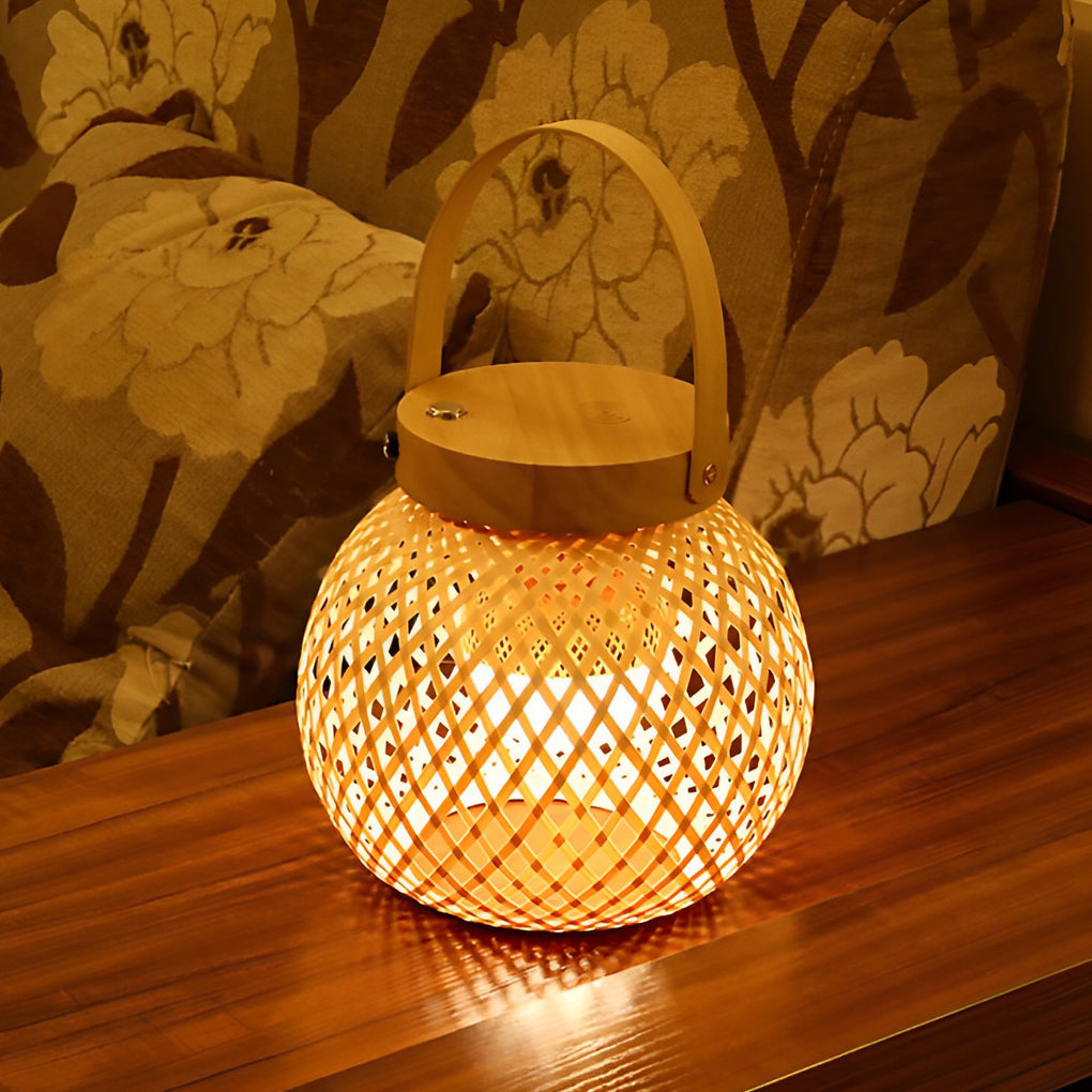 Woven Bamboo Lantern Table Lamp - view 2