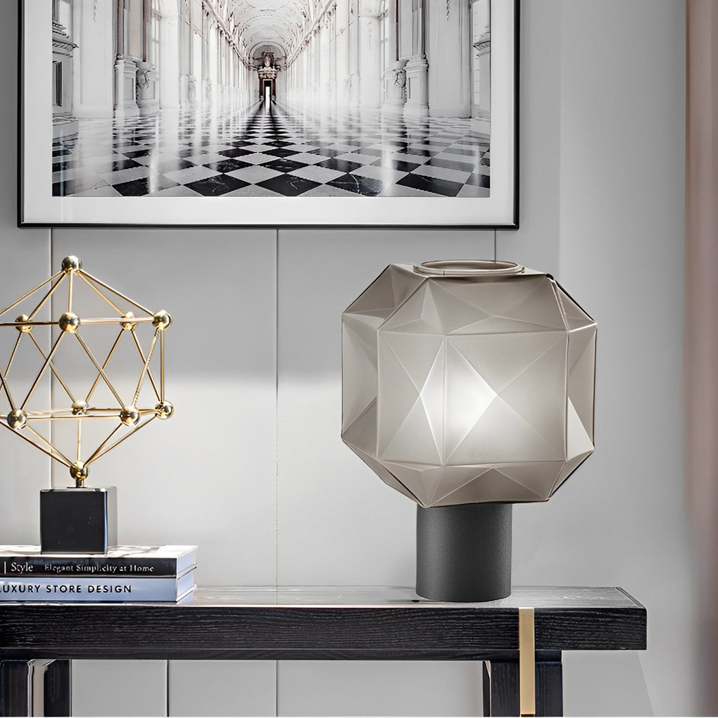 Cylinder Cubo Smoke Glass Table Lamp - view 3