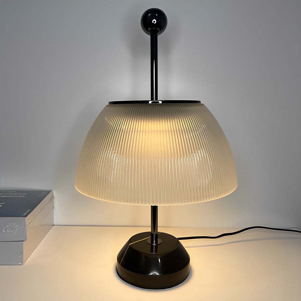 Ribbed Glass Bowl Accent Table Lamp