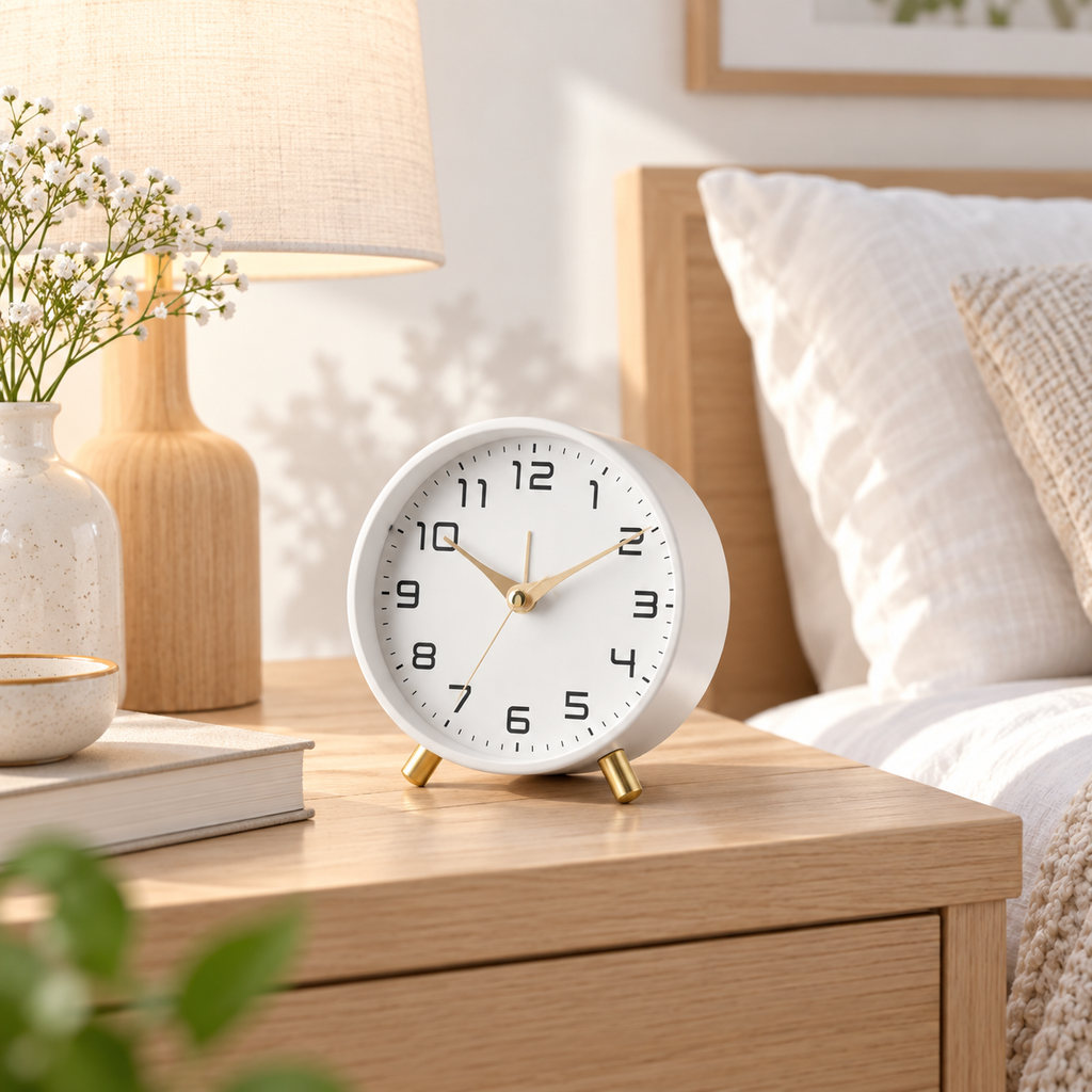 Battery Operated Table Clock Luxurious Desktop Alarm
