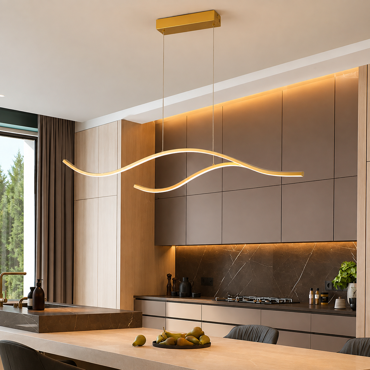 Elara Wave Linear Chandelier (39"–47")