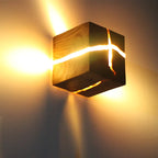 CubeGlow Wood Cube Wall Sconce