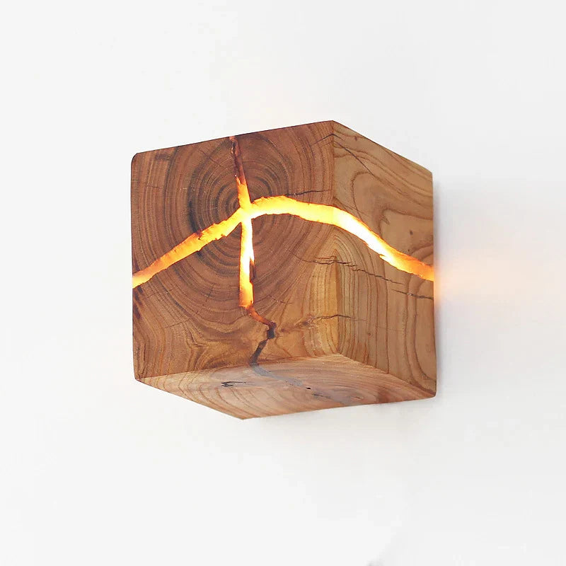 CubeGlow Wood Cube Wall Sconce