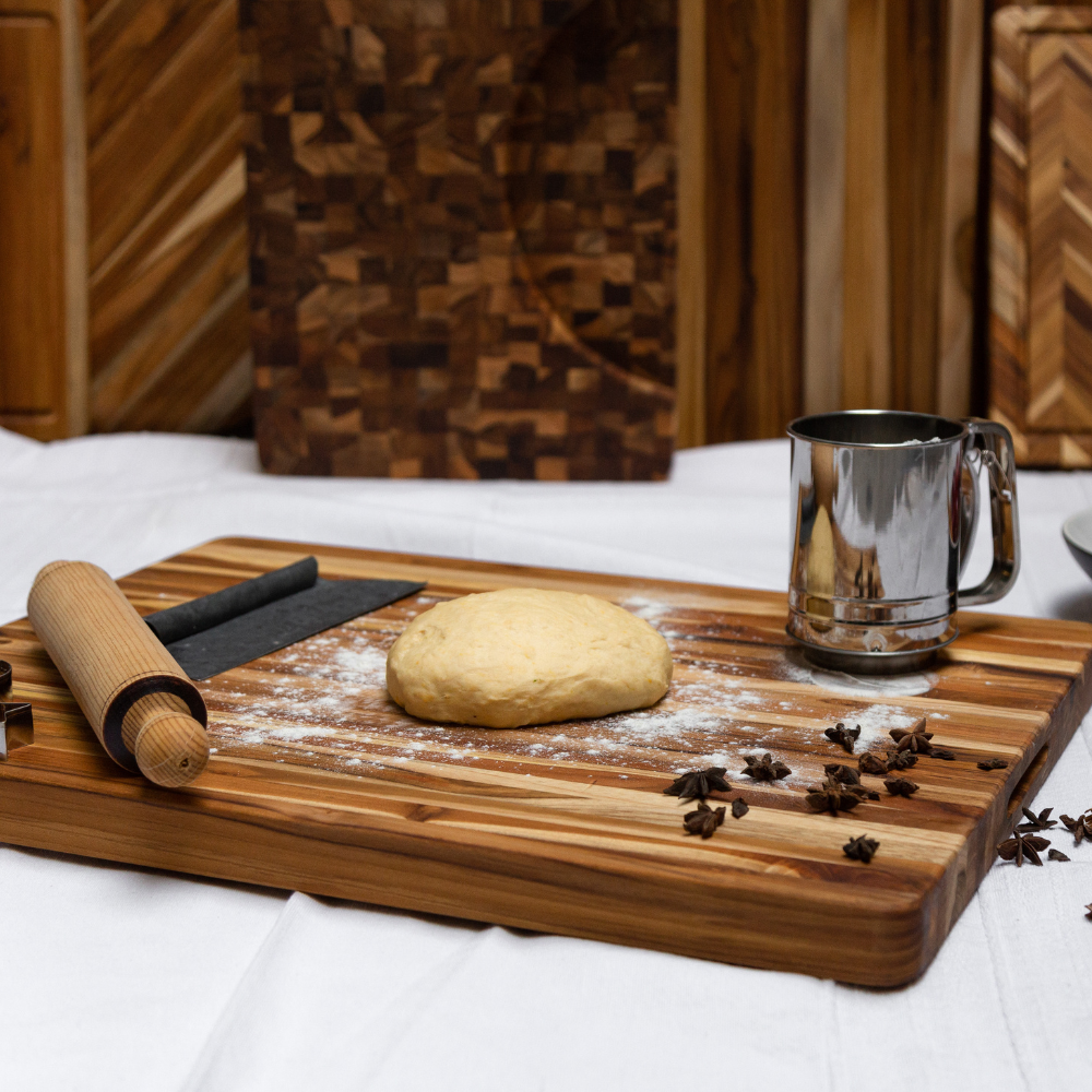 Traditional Teak Wood Cutting Board & Charcuterie Board, Extra Large 24x18 in