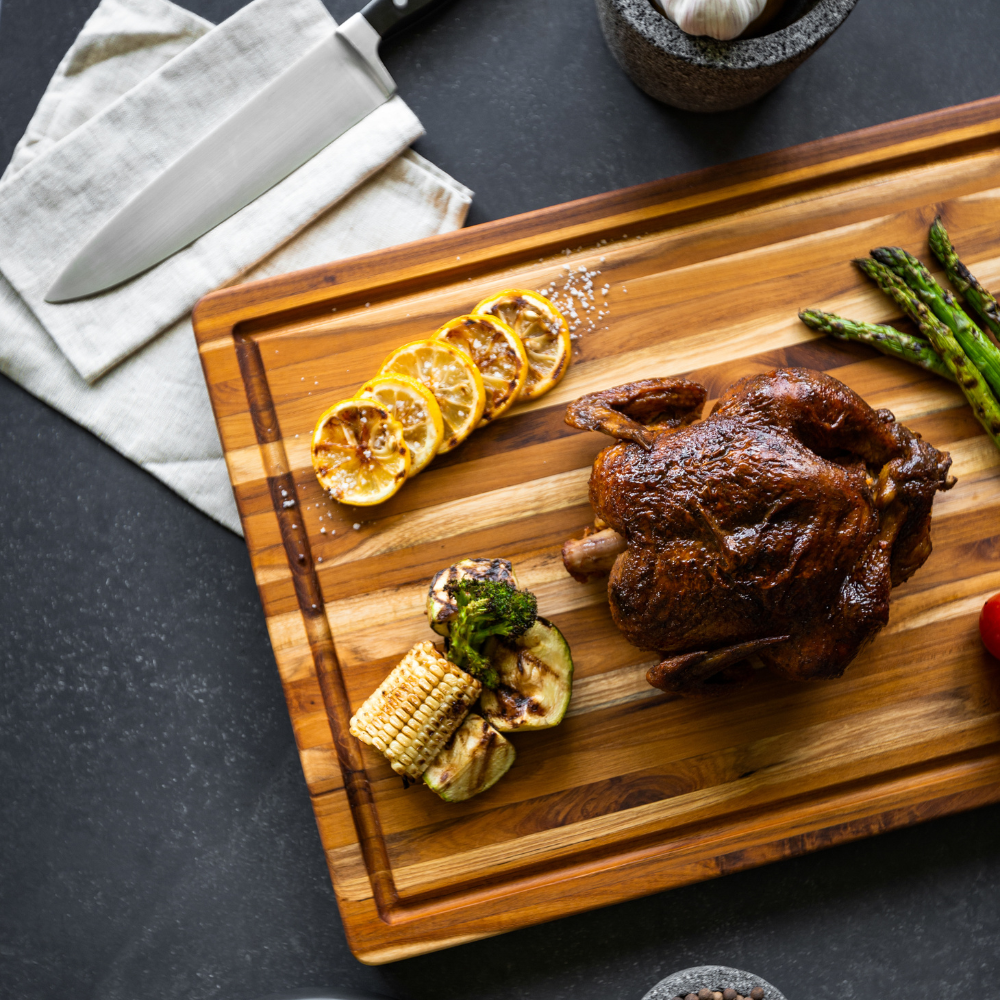Traditional Teak Carving & Cutting Board with Juice Groove, Charcuterie Board, Large 20x15 in