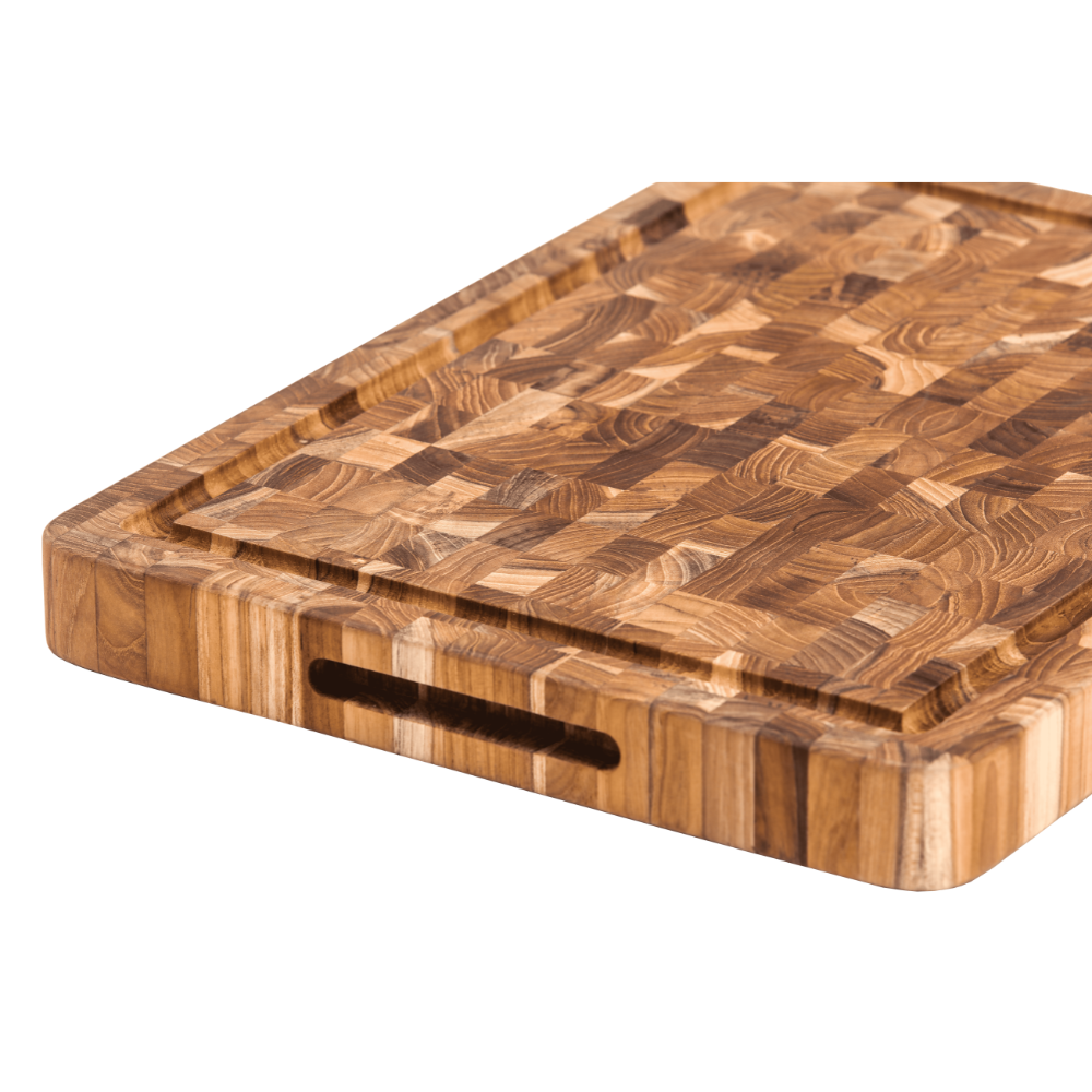 End Grain Teak Butcher Block Carving & Cutting Board with Juice Groove, Charcuterie Board, 16x12 in