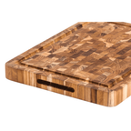End Grain Teak Butcher Block Carving & Cutting Board with Juice Groove, Charcuterie Board, 16x12 in