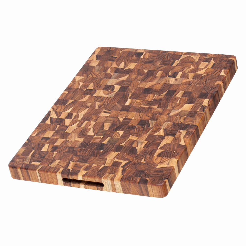 End Grain Teak Butcher Block Cutting Board & Charcuterie Board, Large 20x15 in