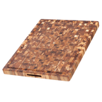 End Grain Teak Butcher Block Cutting Board & Charcuterie Board with Juice Groove, Extra Large 24x18 in