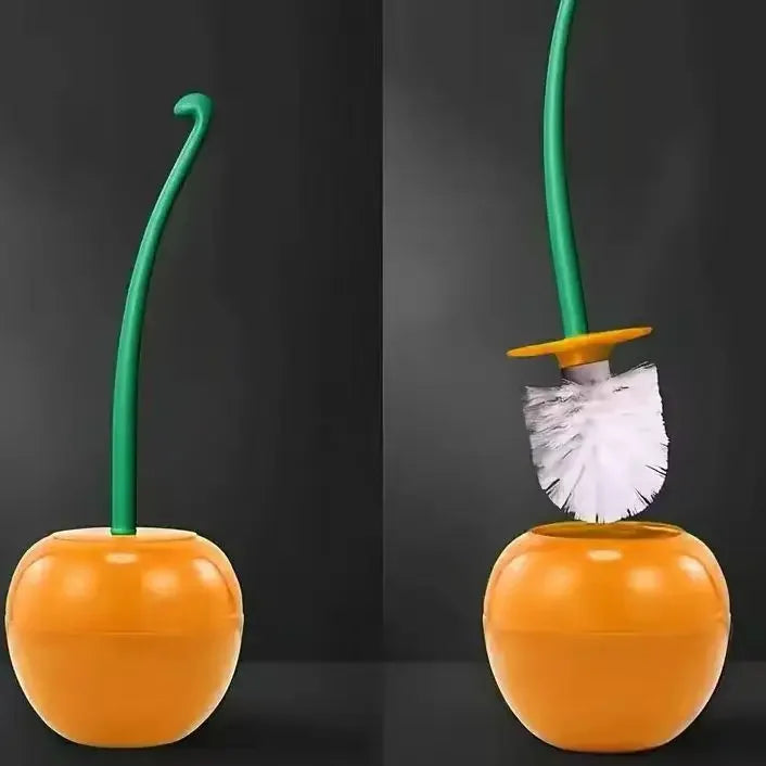 Cherry Toilet Brush and Holder Set | Cute Long-Handle Bathroom Cleaning Brush
