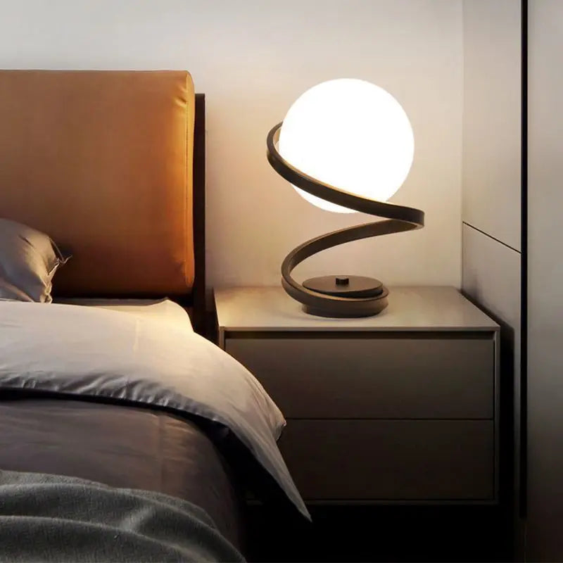 SpiralGlow Metal Glass Table Lamp
