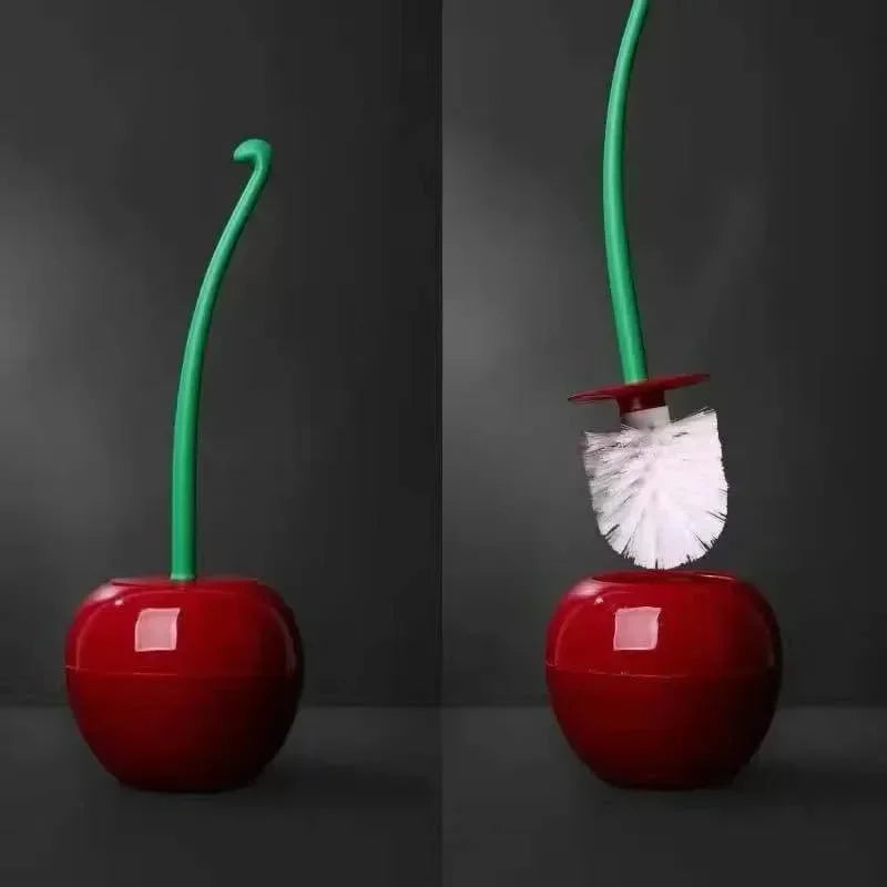 Cherry Toilet Brush and Holder Set | Cute Long-Handle Bathroom Cleaning Brush