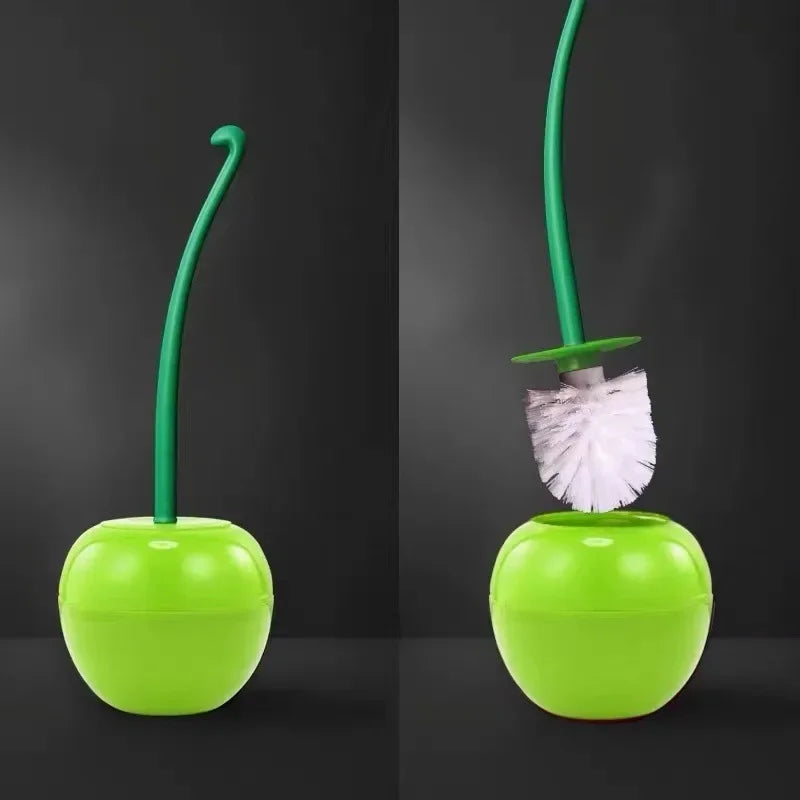 Cherry Toilet Brush and Holder Set | Cute Long-Handle Bathroom Cleaning Brush