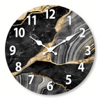 MarbellaTime | Modern Round Wooden Wall Clock | Silent Marble Design