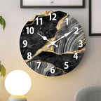 MarbellaTime | Modern Round Wooden Wall Clock | Silent Marble Design
