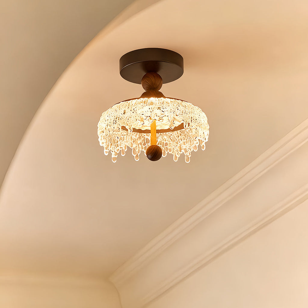 Vintage Water Drop Walnut Ceiling Light - view 2