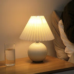 White Ceramic Pleated Table Lamp