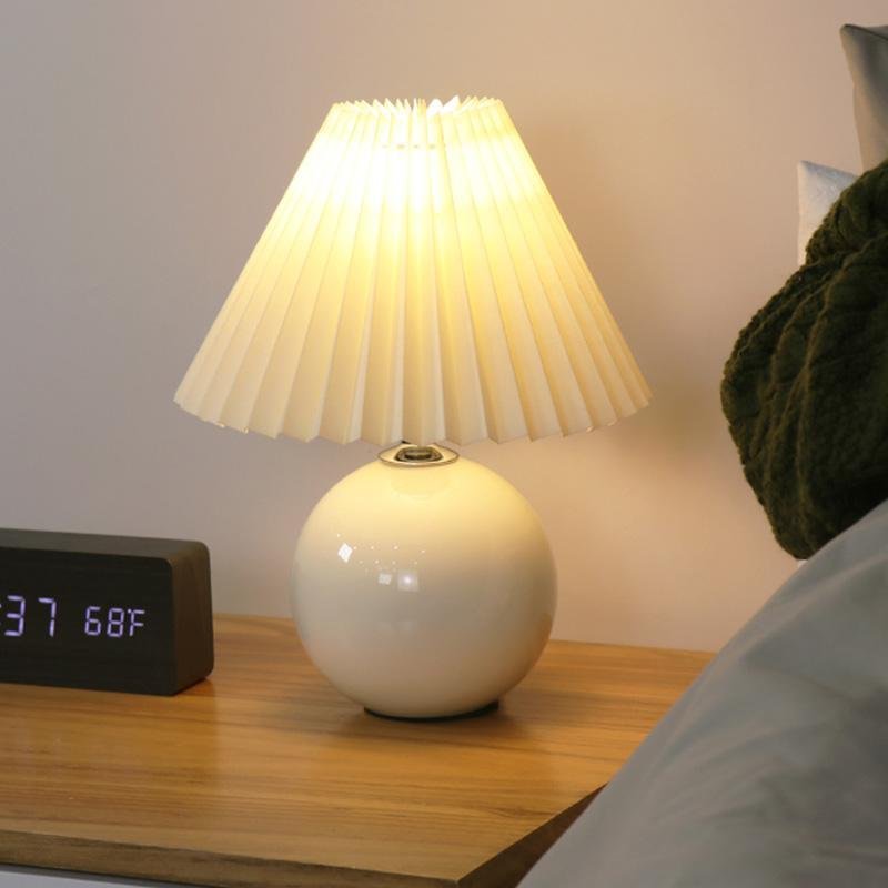 White Ceramic Pleated Table Lamp - view 3