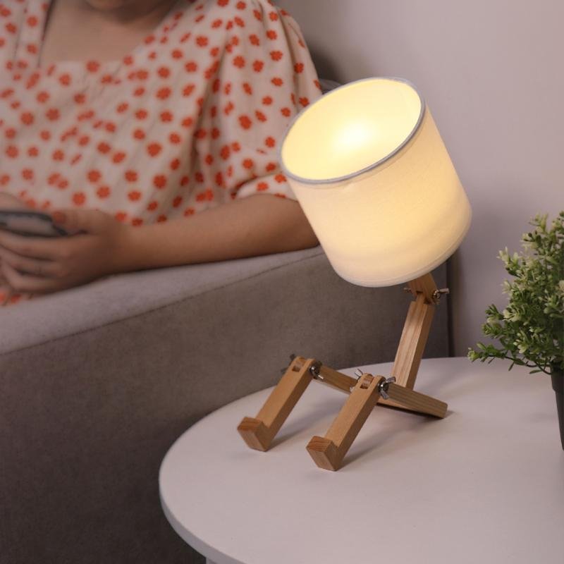 Wooden Sitting Robot Table Lamp - view 3