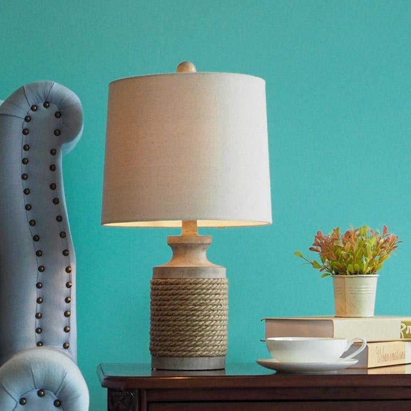Rustic Rope Stone Table Lamp - view 2
