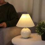 White Ceramic Pleated Table Lamp - view 4