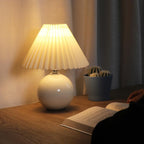 White Ceramic Pleated Table Lamp - view 2