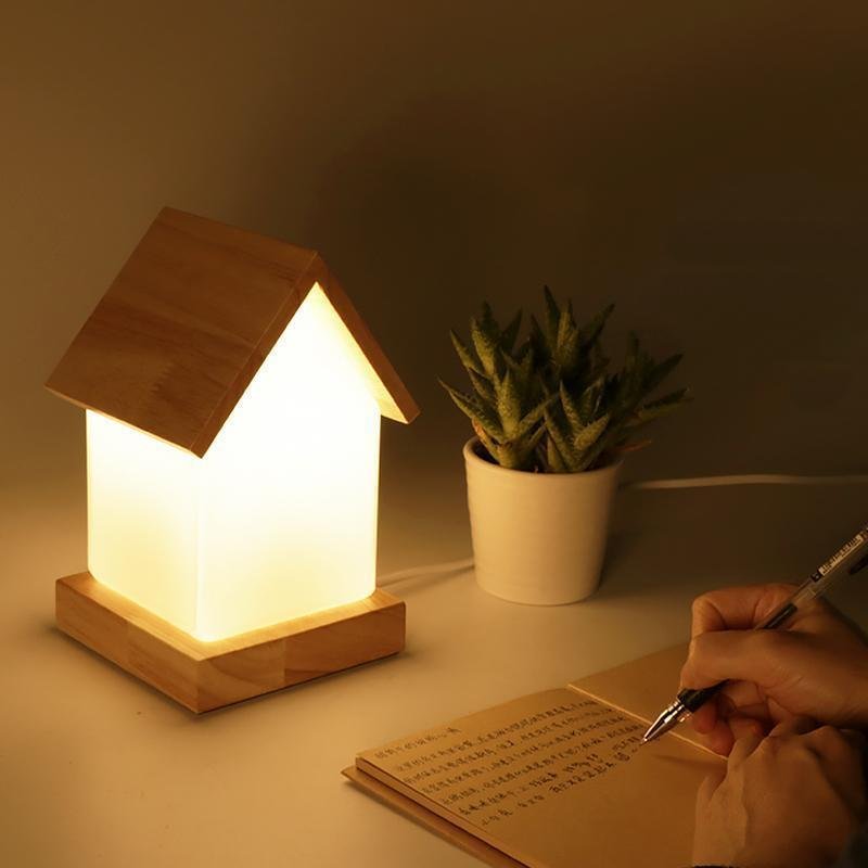 Wooden Small House Kids Lamp