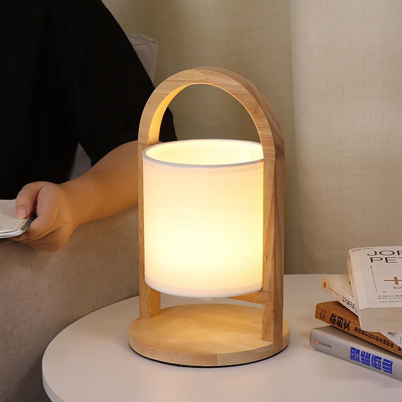 Wood Portable Accent Table Lamp