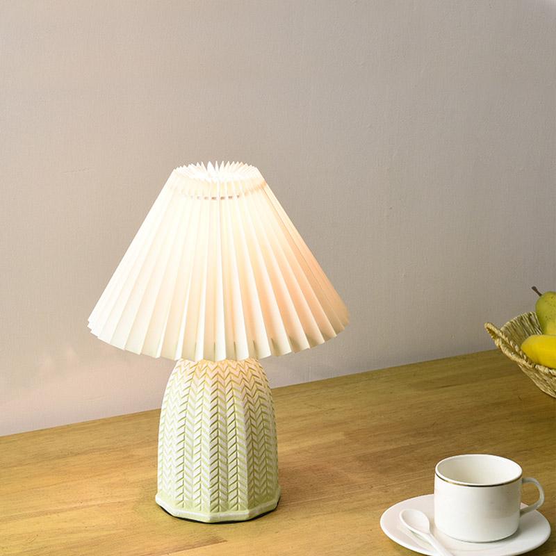 Pleated Linen Ceramic Table Lamp - view 2