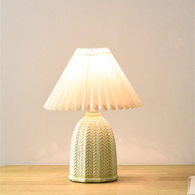 Pleated Linen Ceramic Table Lamp - view 3