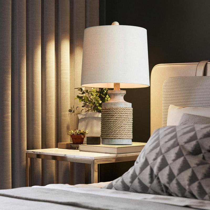 Rustic Rope Stone Table Lamp - view 3