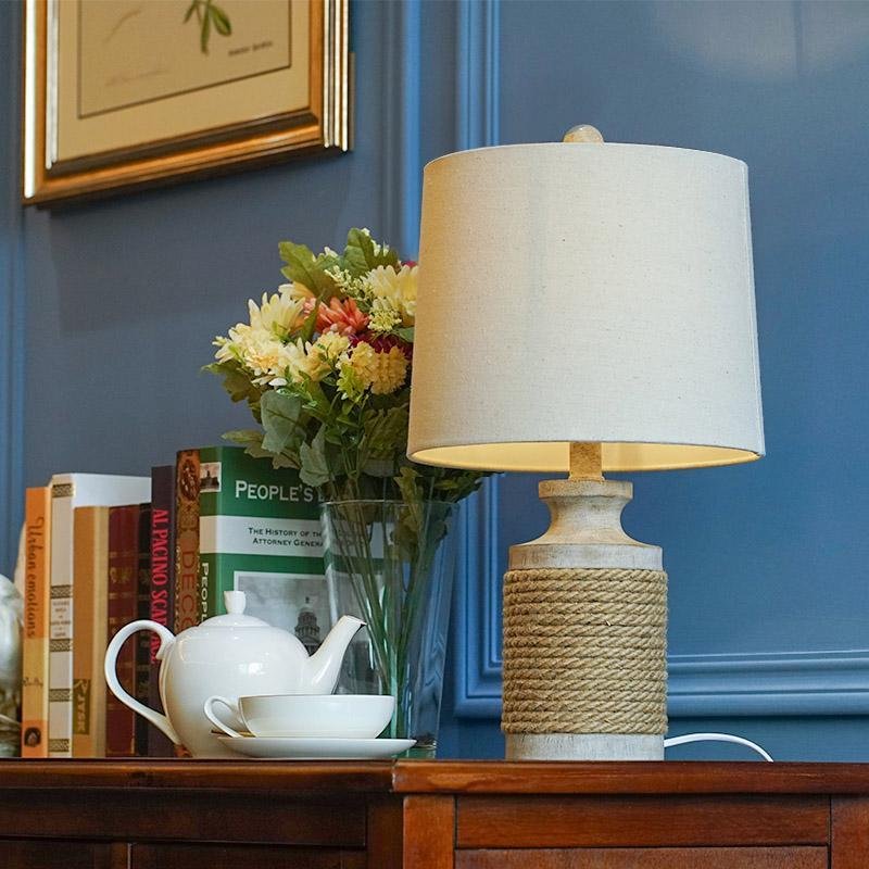 Rustic Rope Stone Table Lamp